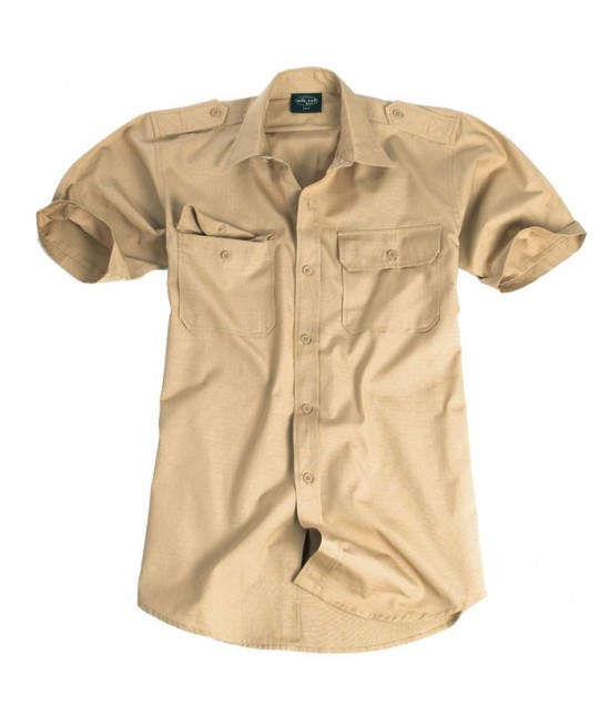 chemise homme a manches courtes saharienne beige chemise manches